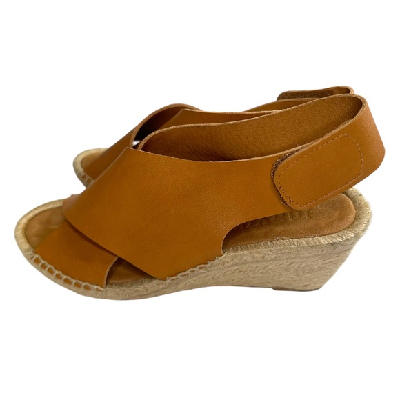 Maypol Anthropologie Leather Wedge Espadrille Criss Cross Sandals Size 37 - Picture 4 of 8